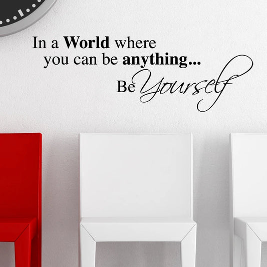Be Yourself Wall Sticker & Decal – “In a World Where You Can Be Anything” Quote