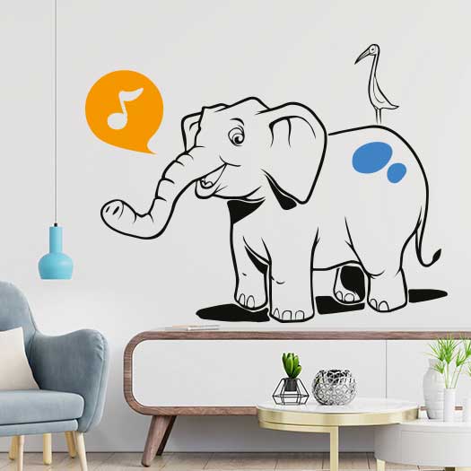 Elephant with bird safari nursery wall sticker