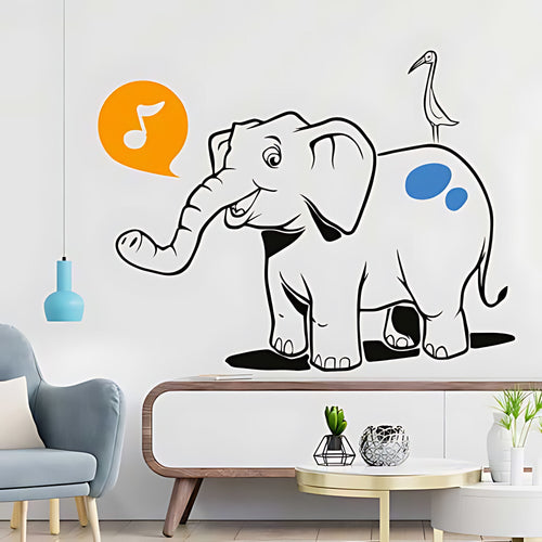 Elephant and Bird Safari Nursery Wall Sticker