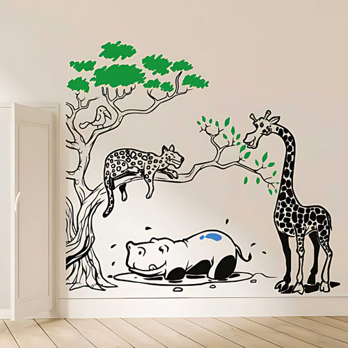 Safari Animal Scene Nursery Wall Sticker