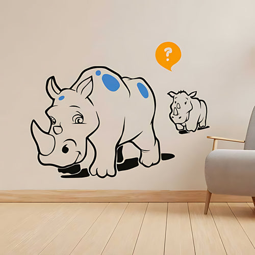 Rhino and Calf Safari Nursery Wall Sticker