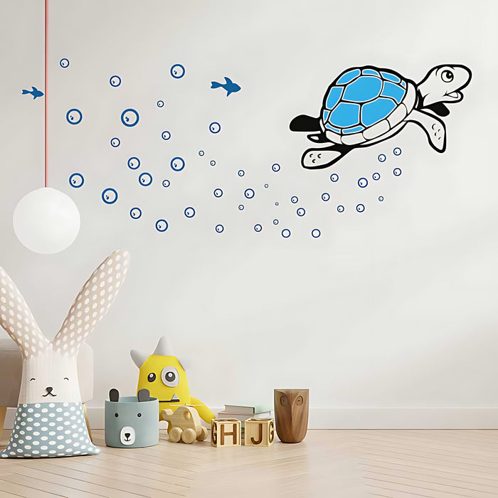 Swimming Turtle Nursery Wall Sticker