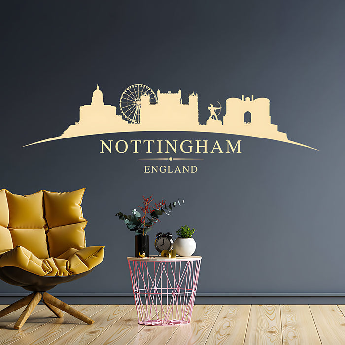 Nottingham England Skyline Wall Sticker ‚Äì Cityscape Decal