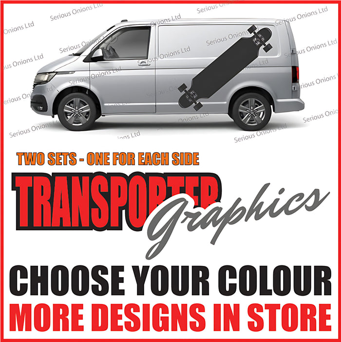 VW Transporter Longboard Skateboard Side Graphics Stickers and Decals