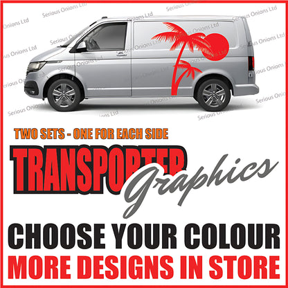 VW Transporter Palm Tree Sunset Side Graphics Stickers and Decals