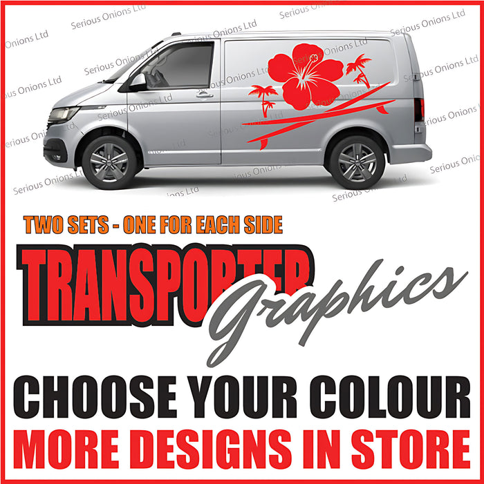 VW Transporter Hibiscus Surf Stripe Side Graphics Stickers and Decals
