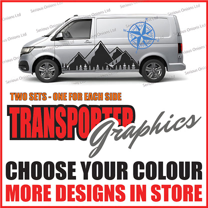 VW Transporter T6.1 Mountain Compass Side Stripes – Premium Adventure Graphics