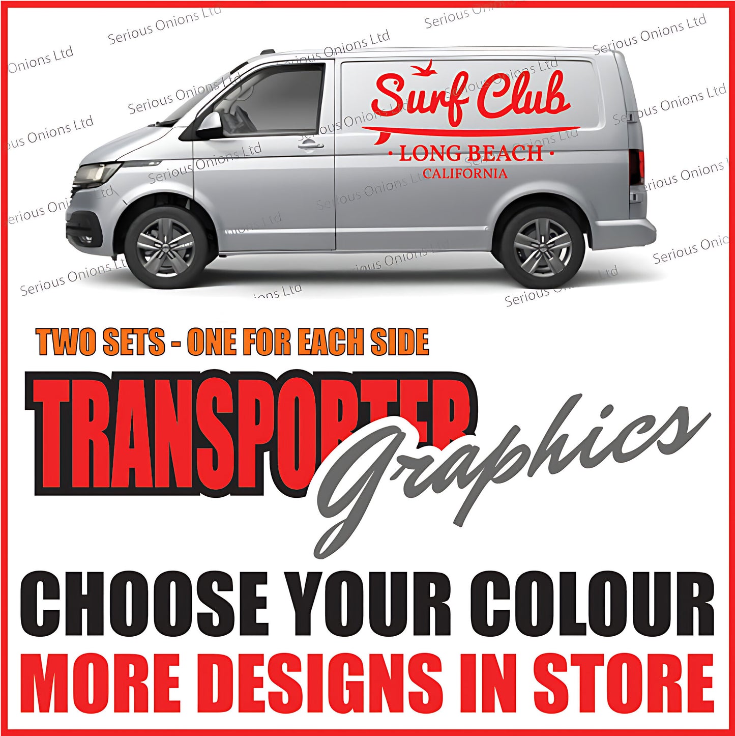 VW Transporter Surf Club Long Beach Side Graphics Stickers and Decals