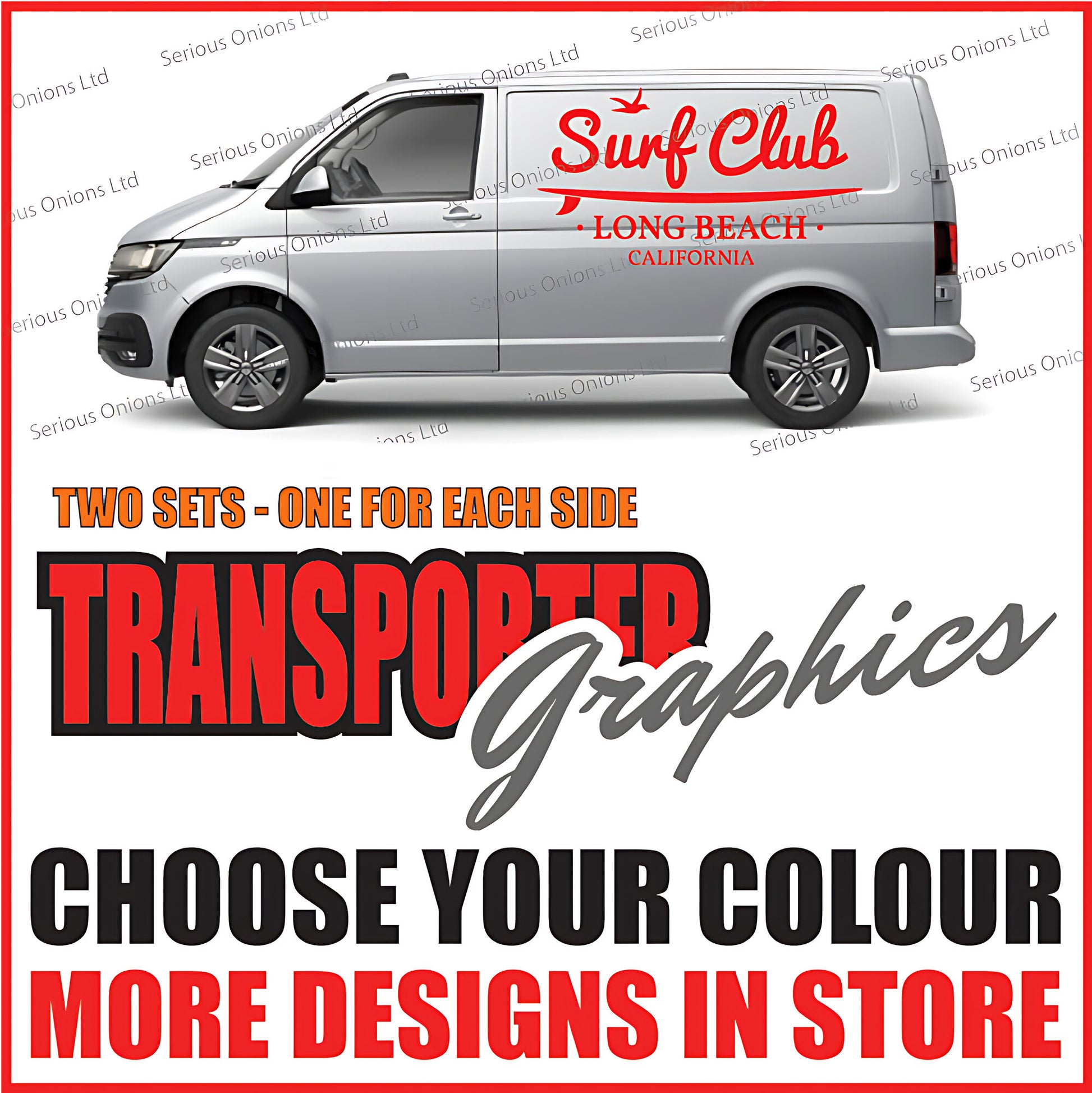 VW Transporter Surf Club Long Beach Side Graphics Stickers and Decals
