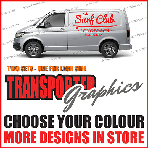 VW Transporter Surf Club Long Beach Side Graphics Stickers and Decals