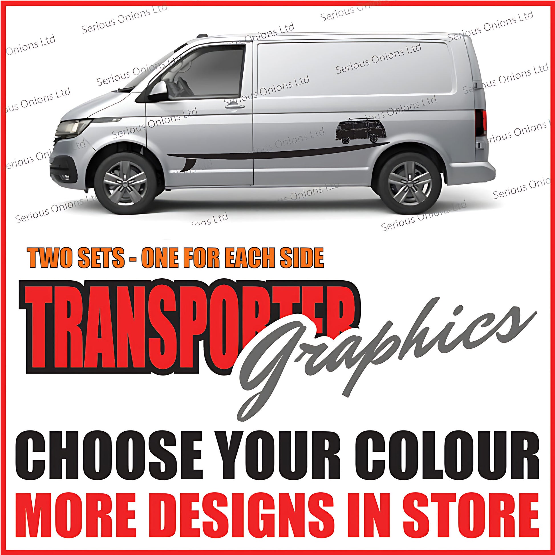 VW Transporter Long Line Stripe with Van Icon Stickers and Decals
