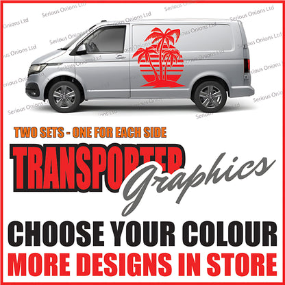 VW Transporter Palm Sunset Badge Stickers and Decals