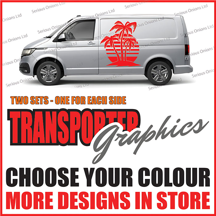 VW Transporter Palm Sunset Badge Stickers and Decals