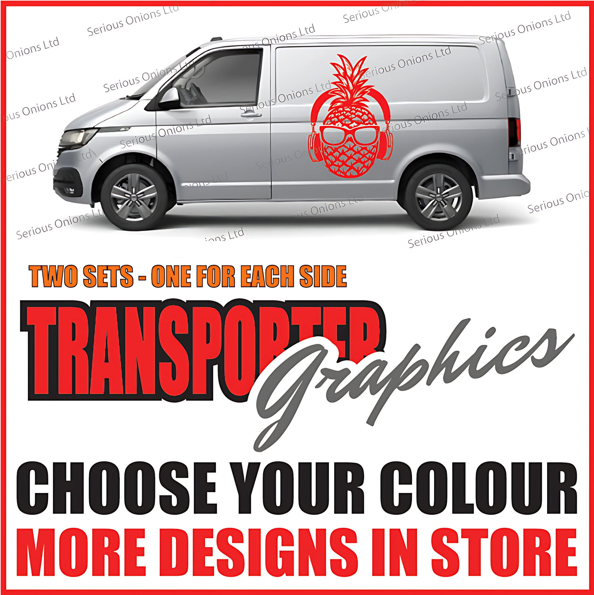 VW Transporter Pineapple Headphones Stickers and Decals