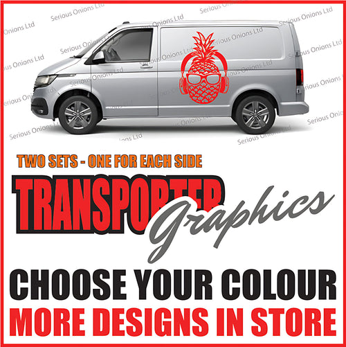 VW Transporter Pineapple Headphones Stickers and Decals