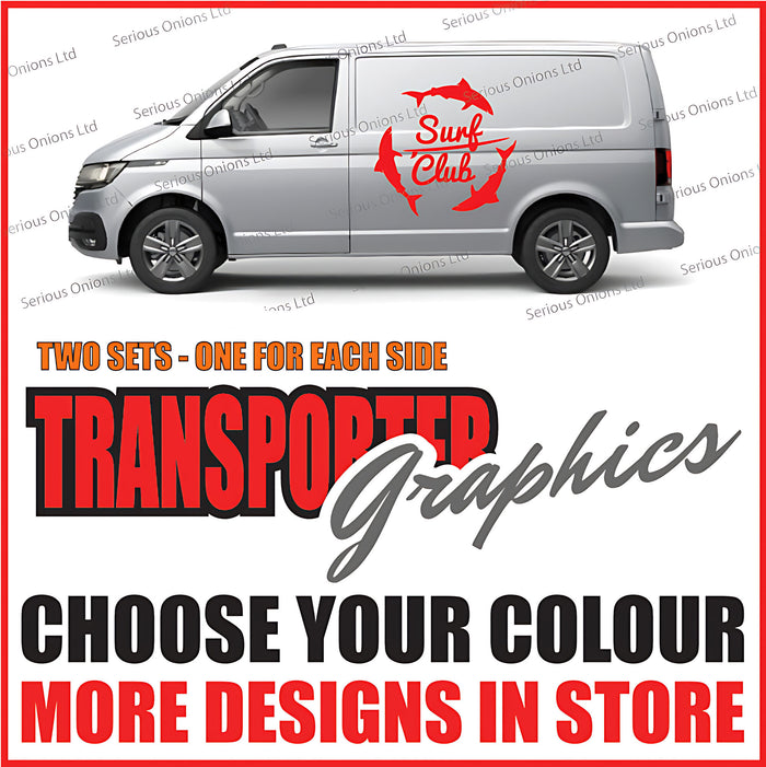 VW Transporter Surf Club Dolphins Stickers and Decals