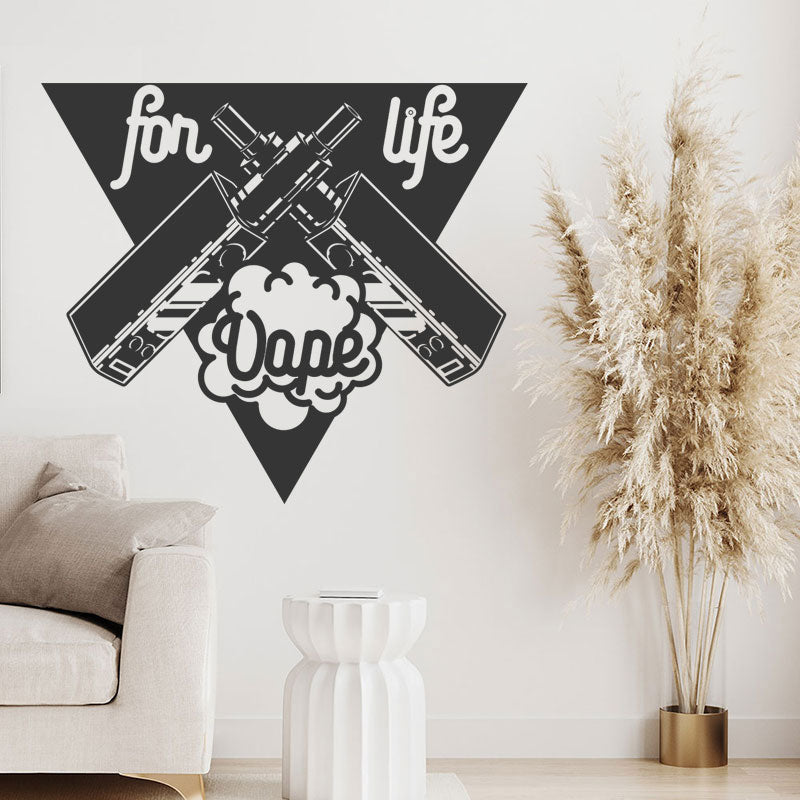 Stylish Vape Shop Wall Sticker with Vaping Art