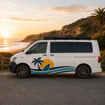 Retro Beach VW Camper Graphics – Palm Tree Surf Side Stickers