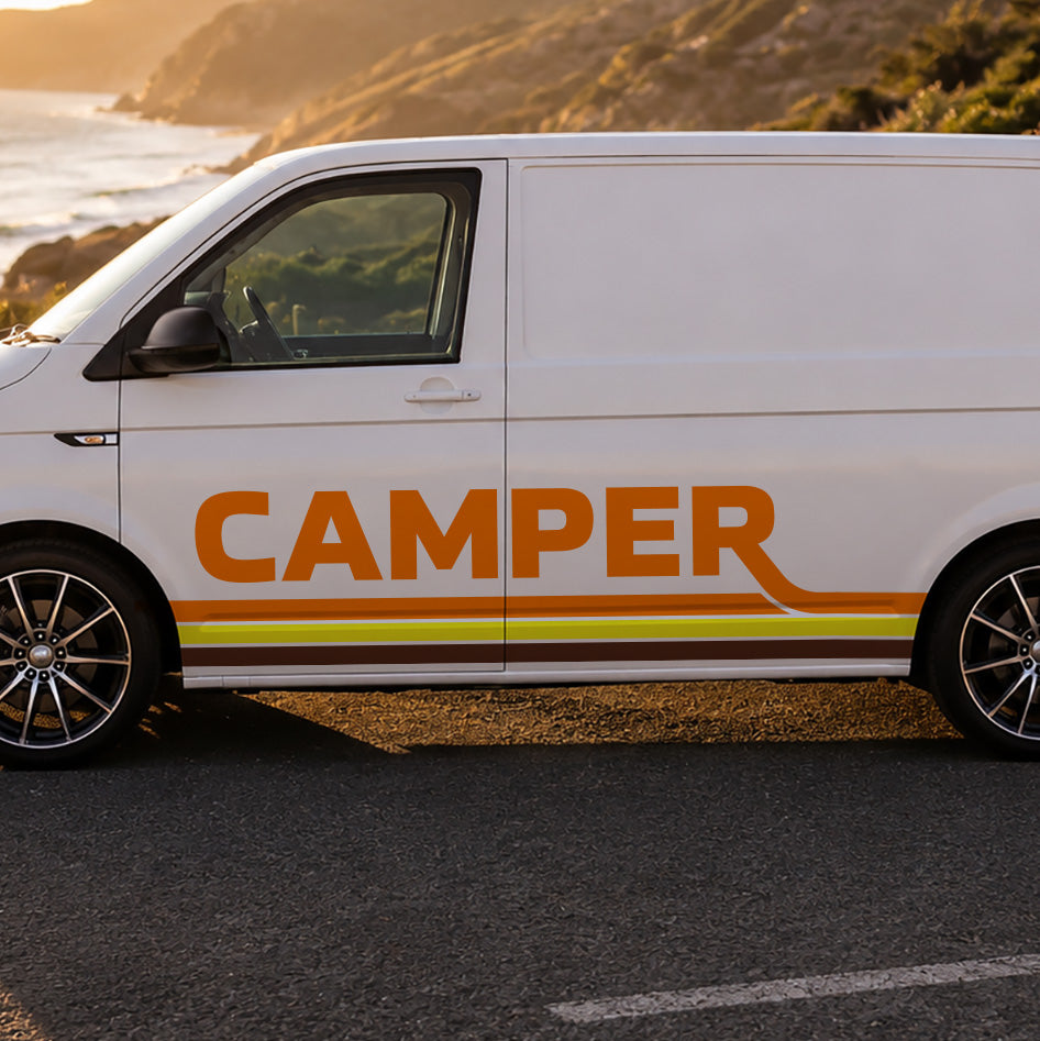 Retro CAMPER VW Graphics – Vintage Side Stripe Decals