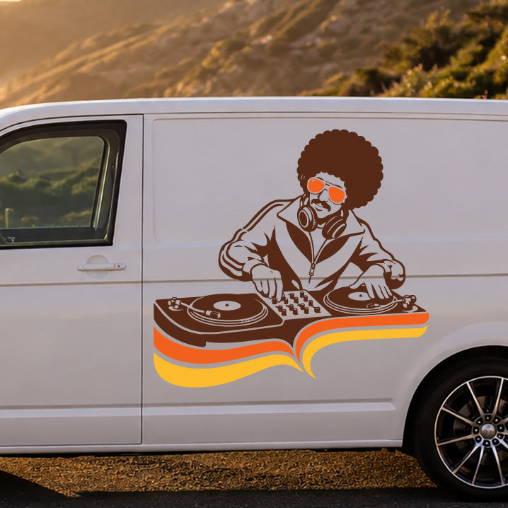 Retro DJ Campervan Graphics | Funky 70s Side Decals
