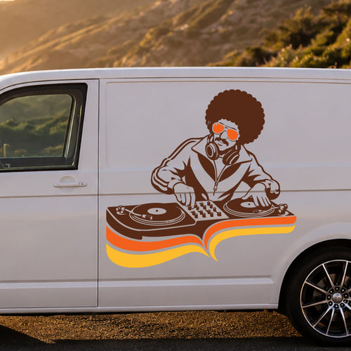 Retro DJ Campervan Graphics | Funky 70s Side Decals