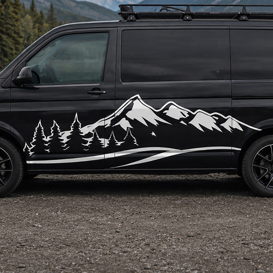 Mountain Forest VW Camper Graphics – Adventure Side Decals