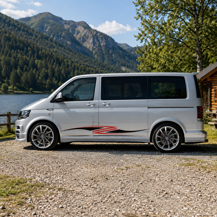 VW Transporter Lightning Bolt Side Graphics – Dynamic Van Body Decal
