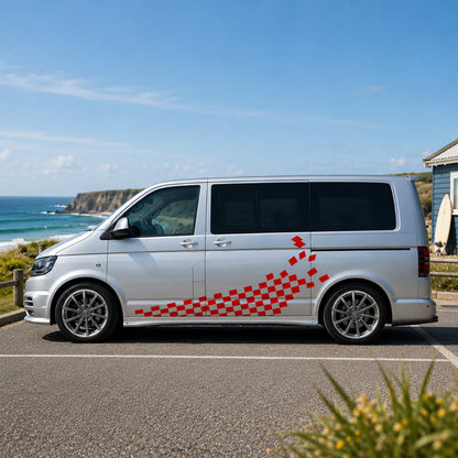 VW Transporter Chequered Scatter Panel Graphic – Motorsport Van Decal