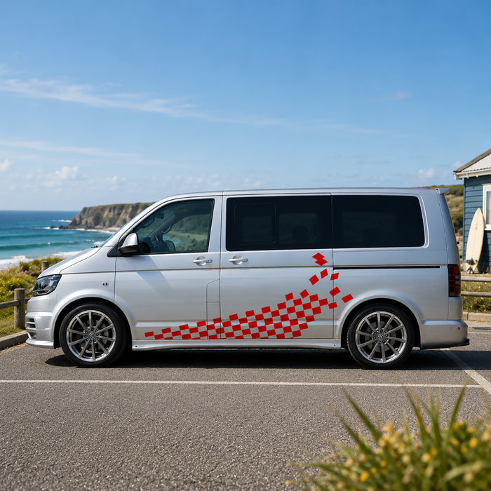VW Transporter Chequered Scatter Panel Graphic – Motorsport Van Decal