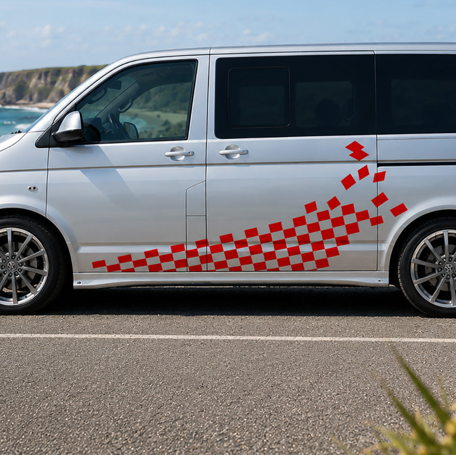 VW Transporter Chequered Scatter Panel Graphic – Motorsport Van Decal