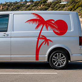 VW Transporter Palm Tree Sunset Side Graphics Stickers and Decals