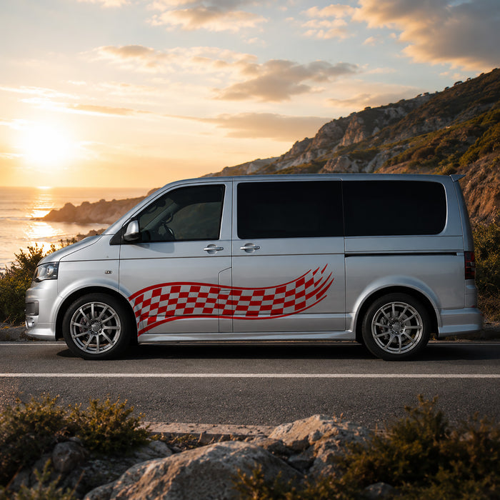 VW Transporter Chequered Wave Side Graphics – Motorsport Van Decal