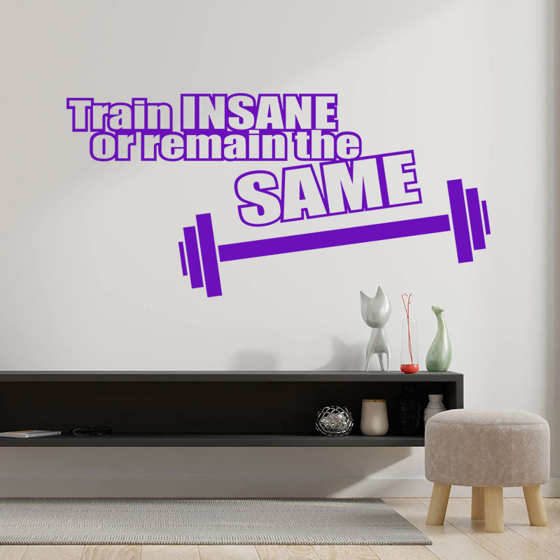 train insane or remain the same gym wall sticker