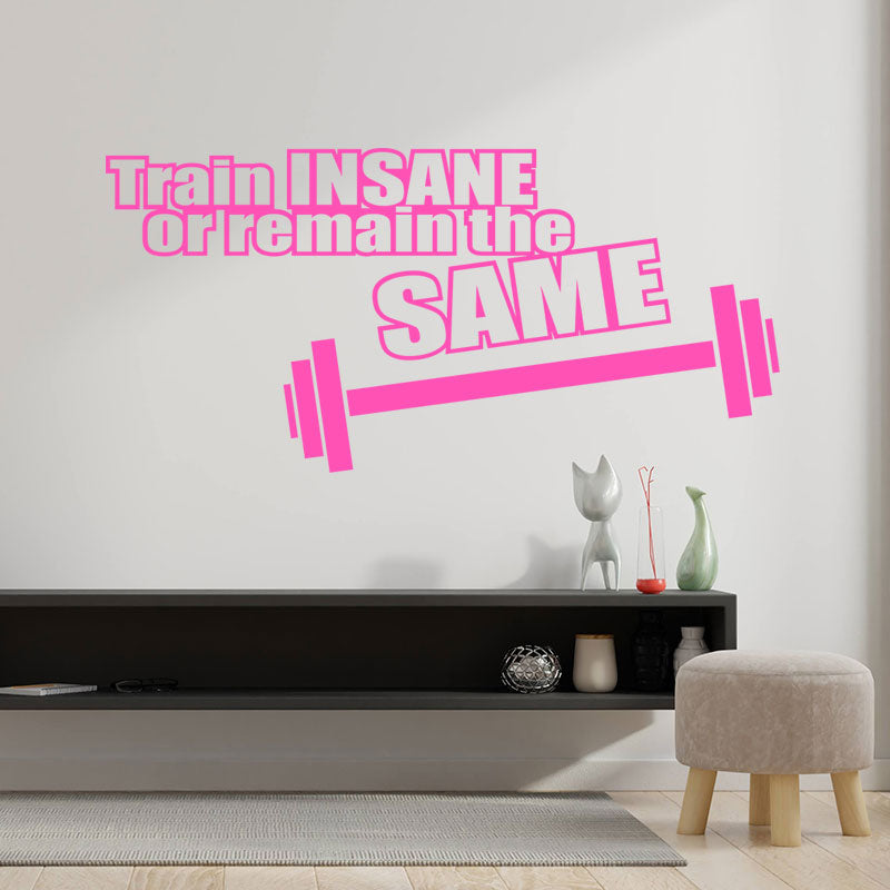 train insane or remain the same gym wall sticker