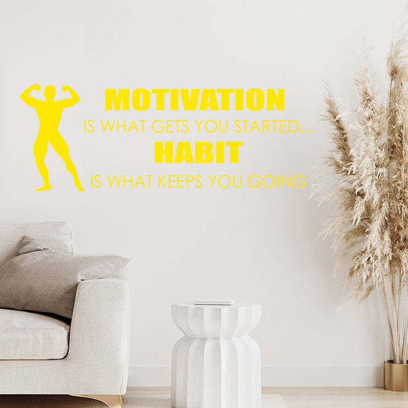 motivation gets you started sports gym quote wall sticker
