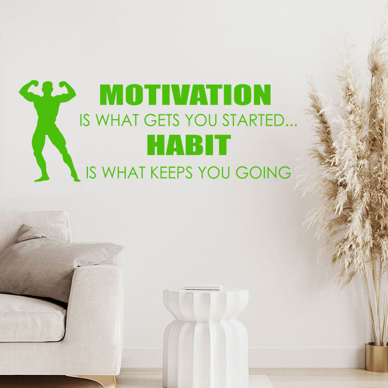 motivation gets you started sports gym quote wall sticker