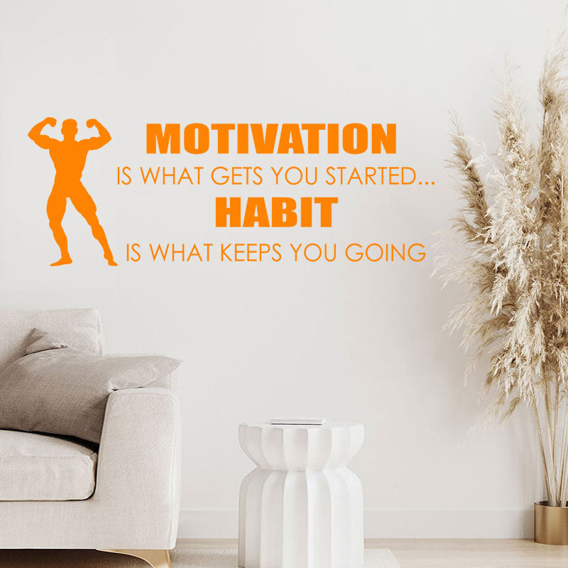 motivation gets you started sports gym quote wall sticker