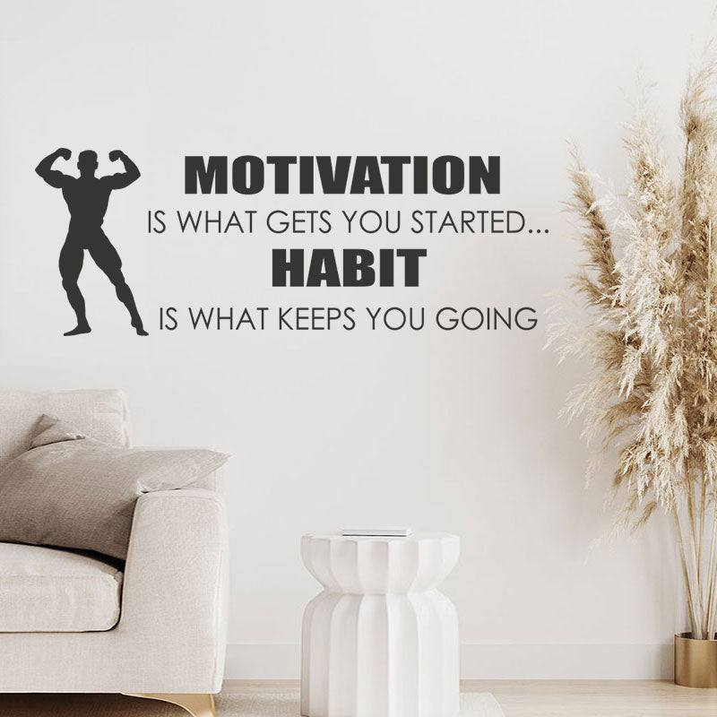 motivation gets you started sports gym quote wall sticker