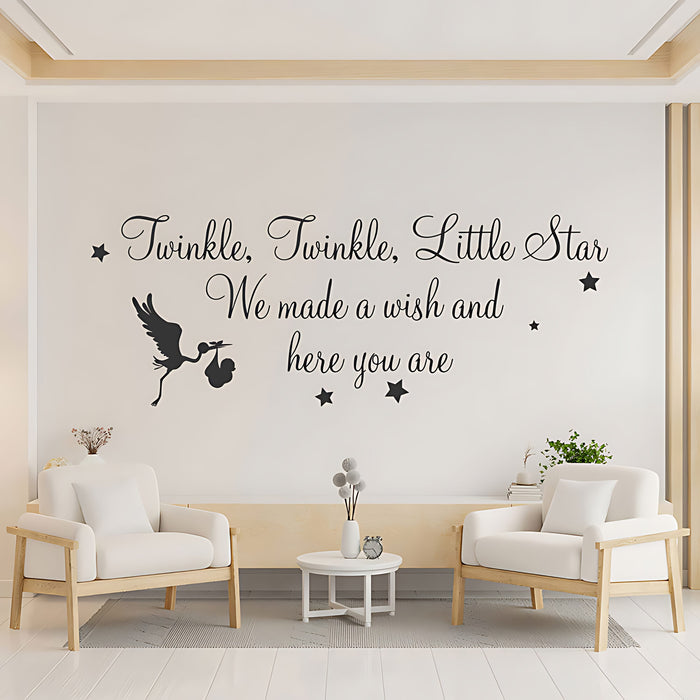 Twinkle Twinkle Little Star We Made a Wish Wall Sticker – Baby Nursery Decal