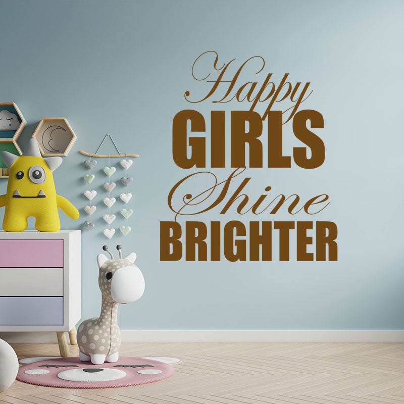 happy girls shine brighter wall sticker