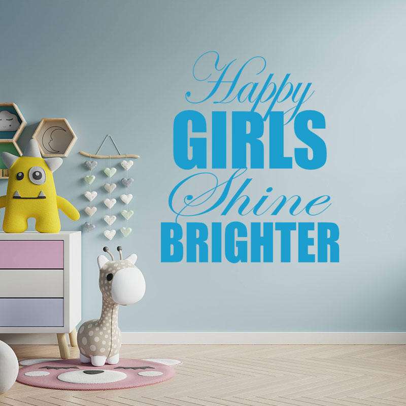 happy girls shine brighter wall sticker