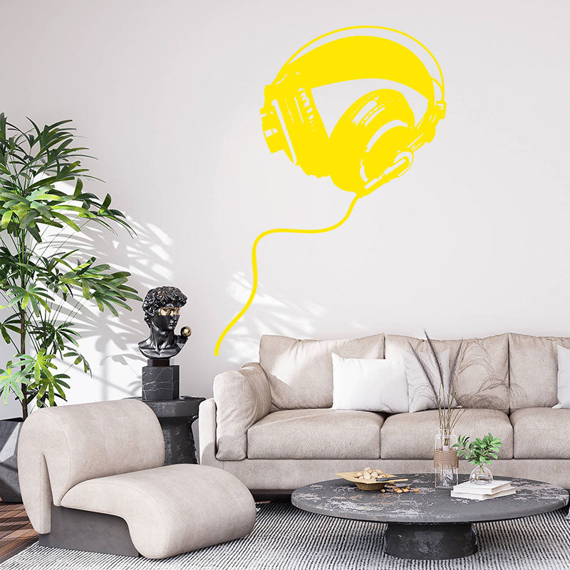 Headphones Wall Sticker - DJ Music Wall Stickers Vinyl Decals Art Decor