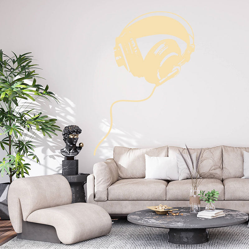 Headphones Wall Sticker - DJ Music Wall Stickers Vinyl Decals Art Decor
