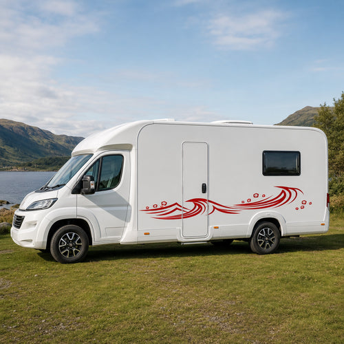 Floral Wave Motorhome Graphics – Campervan Side Vinyl Decals