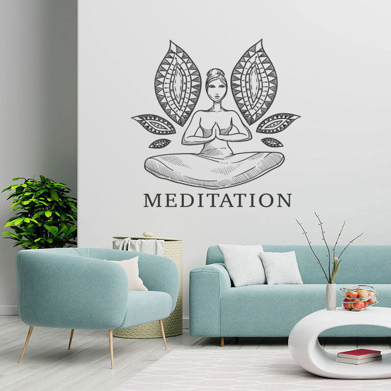 Tranquil Yoga Wall Sticker - Namaste and Buddha Design for Spiritual Relaxation