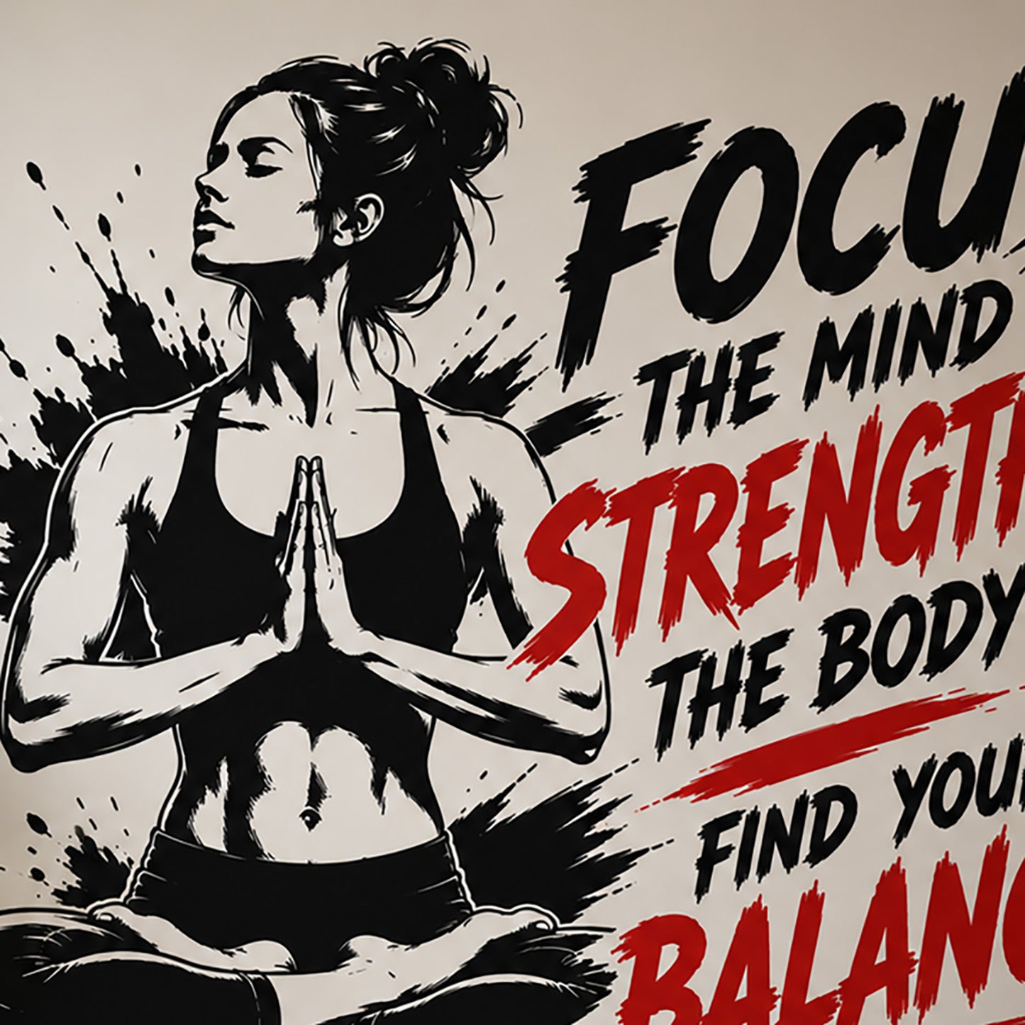 Focus The Mind Strengthen The Body Lotus Pose Yoga Wall Sticker
