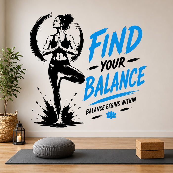 Find Your Balance Tree Pose Yoga Wall Sticker