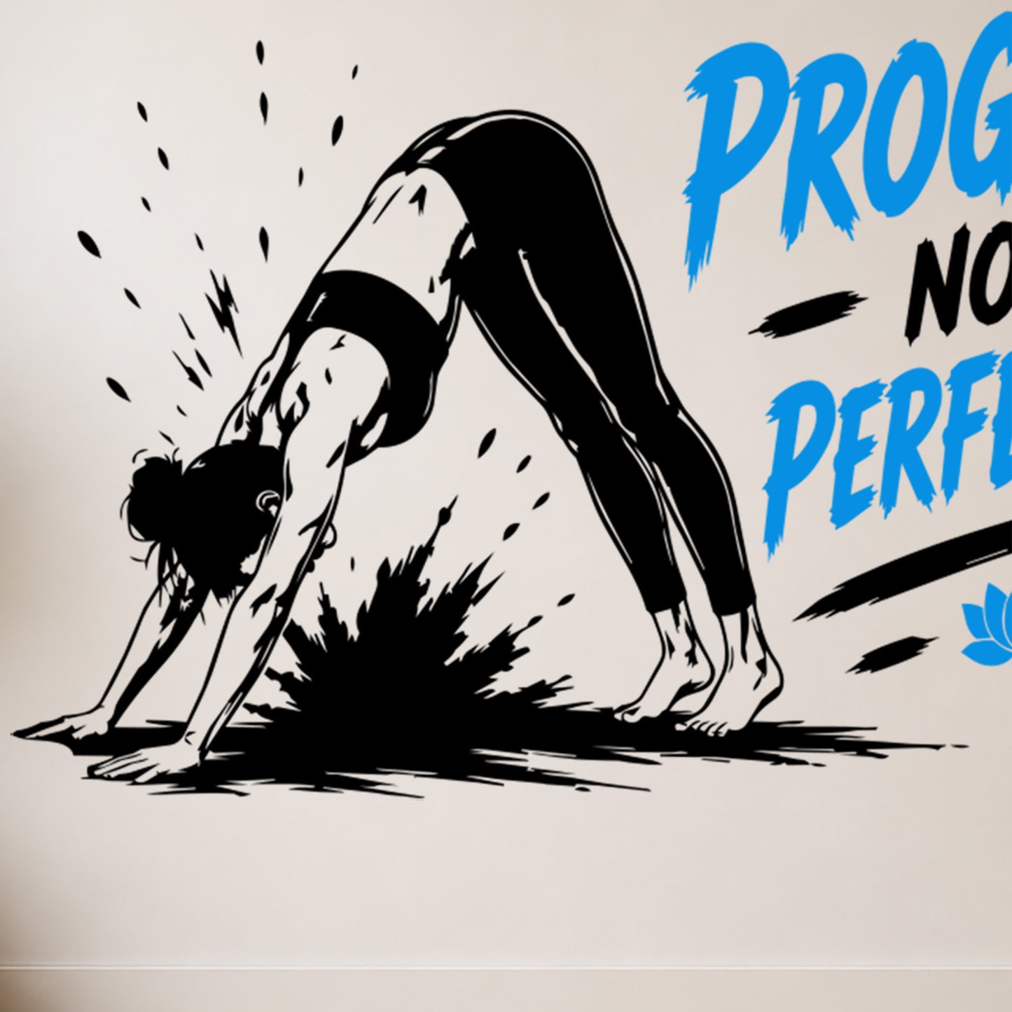 Progress Not Perfection Downward Dog Yoga Wall Sticker